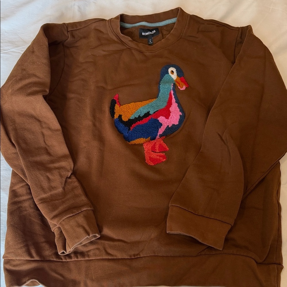Bonobos Brown Sweatshirt with Multicolored Duck Design